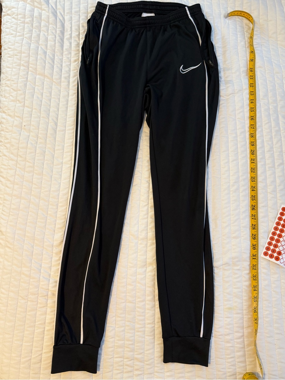 Nike Dri-FIT Men’s S Black/White Polyester Knit Track Pants Drawstring O29